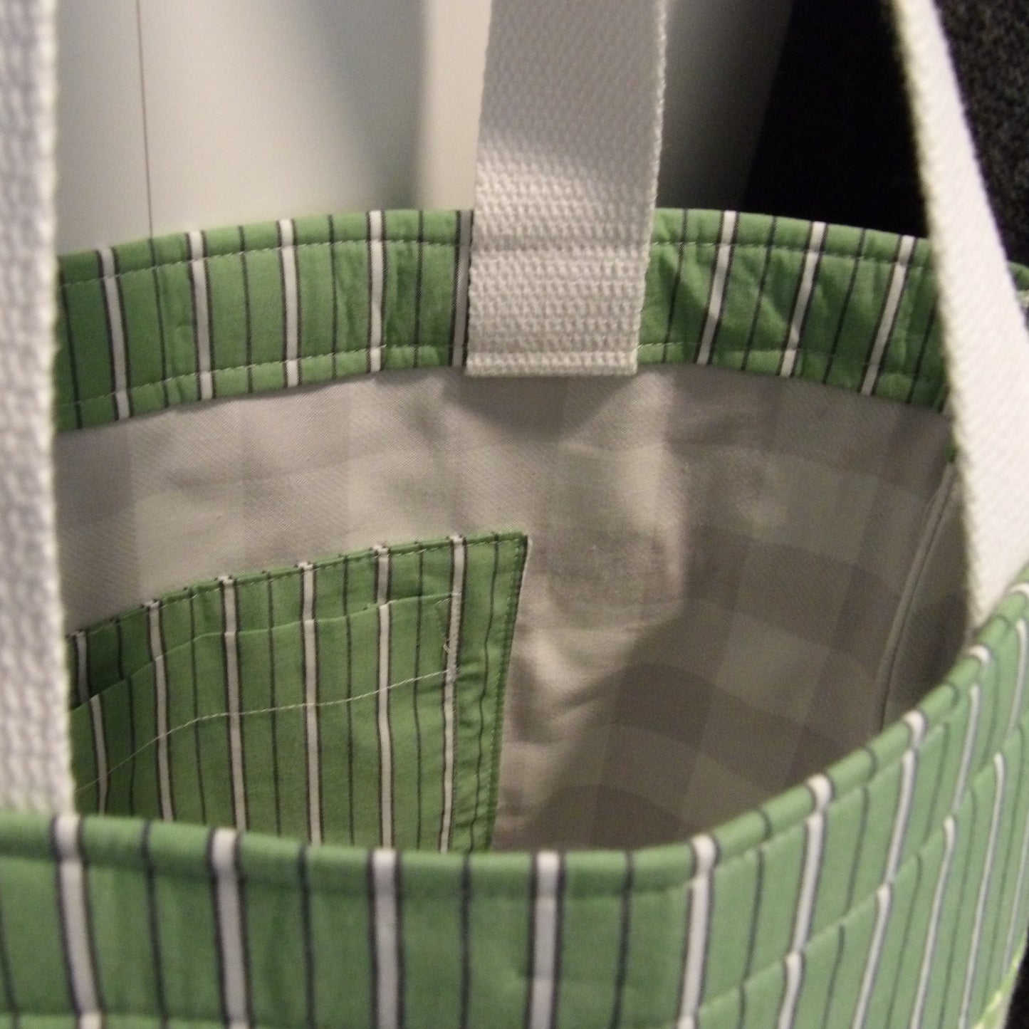 Market Tote Bag - green, blue, yellow - upcycled