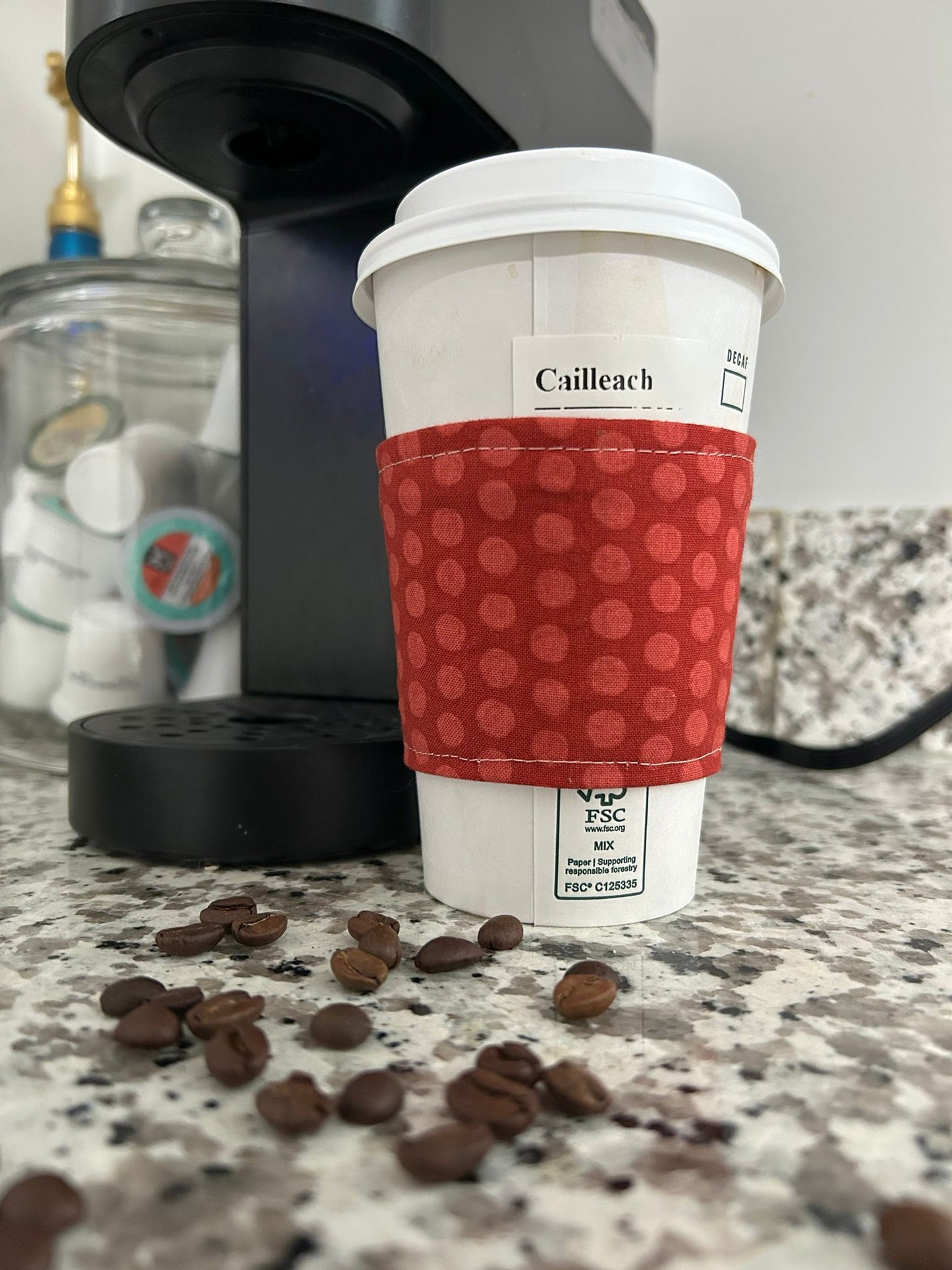 Reversible Cotton Coffee Sleeve / Cozy for hot cups