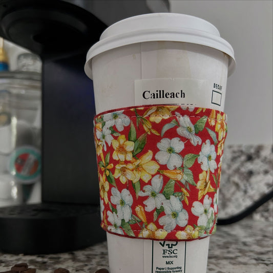 Reversible Cotton Coffee Sleeve / Cozy for hot cups